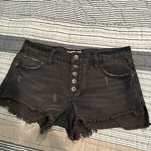 Black wash denim shorts free people